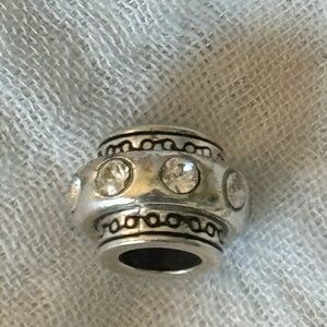 Brighton, spacer charm, silver with black etching and crystals.